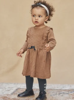Dress | Dress-Sergent Major Mottled brown dress in fancy knit