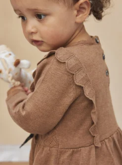 Dress | Dress-Sergent Major Mottled brown dress in fancy knit