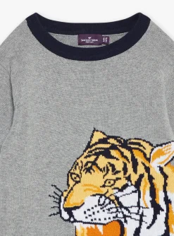 Knitwear, Sweater, Cardigan-Sergent Major Mottled gray tiger-head sweater