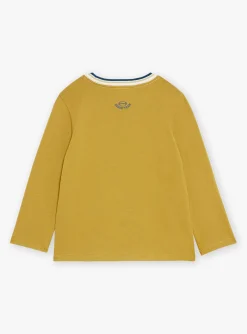T-shirt, Polo Shirt-Sergent Major Mustard yellow T-shirt with dinosaur motif