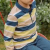 T-shirt, Polo Shirt-Sergent Major Navy, beige and green striped polo shirt
