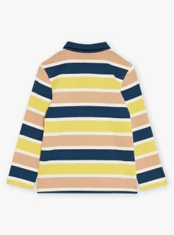 T-shirt, Polo Shirt-Sergent Major Navy, beige and green striped polo shirt