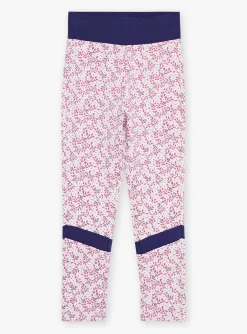 Trousers, Jeans And Legging-Sergent Major Navy blue and lilac floral print leggings