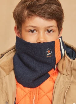 Beany, Scarf & Gloves-Sergent Major Navy blue and orange knitted snood