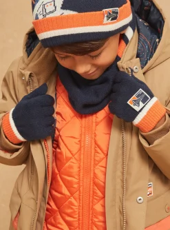 Beany, Scarf & Gloves-Sergent Major Navy blue and orange knitted gloves
