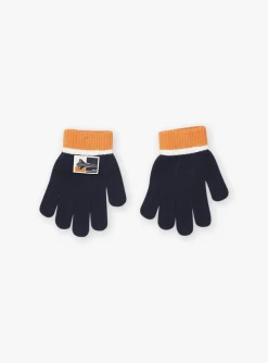 Beany, Scarf & Gloves-Sergent Major Navy blue and orange knitted gloves