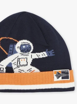 Beany, Scarf & Gloves-Sergent Major Navy blue and orange knitted hat