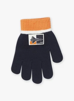 Beany, Scarf & Gloves-Sergent Major Navy blue and orange knitted gloves