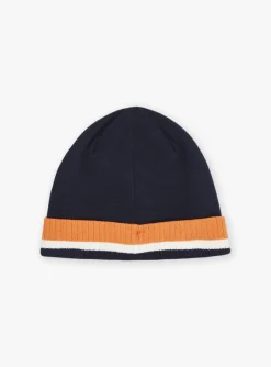 Beany, Scarf & Gloves-Sergent Major Navy blue and orange knitted hat