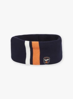 Beany, Scarf & Gloves-Sergent Major Navy blue and orange knitted snood