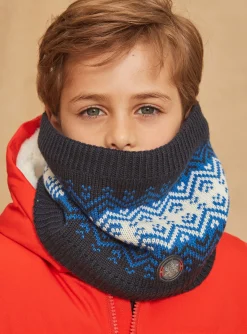 Beany, Scarf & Gloves-Sergent Major Navy blue and white knitted snood
