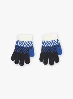 Beany, Scarf & Gloves-Sergent Major Navy blue and white knitted gloves