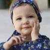Hat, Headband, Scarf | Hat, Headband, Scarf-Sergent Major Navy blue bow headband with floral print