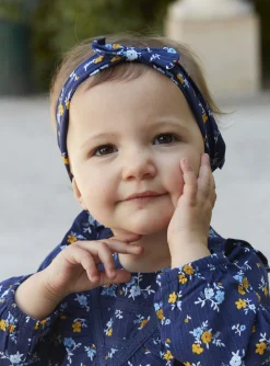 Hat, Headband, Scarf | Hat, Headband, Scarf-Sergent Major Navy blue bow headband with floral print
