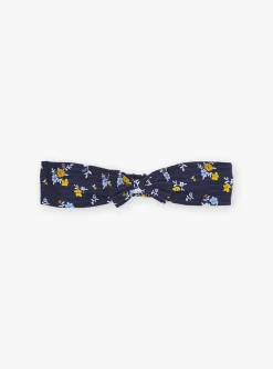 Hat, Headband, Scarf | Hat, Headband, Scarf-Sergent Major Navy blue bow headband with floral print