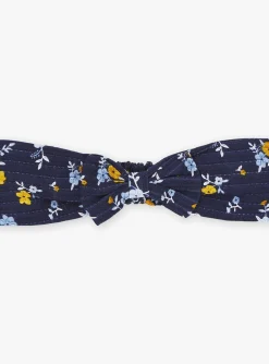 Hat, Headband, Scarf | Hat, Headband, Scarf-Sergent Major Navy blue bow headband with floral print