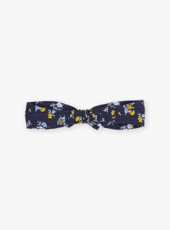 Hat, Headband, Scarf | Hat, Headband, Scarf-Sergent Major Navy blue bow headband with floral print