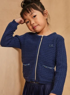 Knitwear, Sweater, Cardigan-Sergent Major Navy blue long-sleeved cardigan
