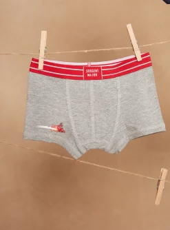 Underwear & Socks-Sergent Major 3 navy blue, red and gray boxer shorts with galaxies and stripes print