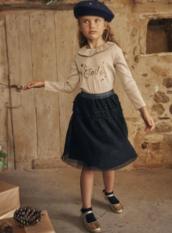 Skirt, Shorts-Sergent Major Navy blue skirt in sequined tulle