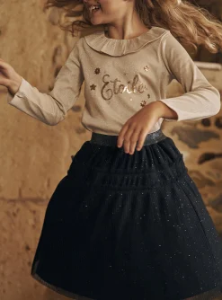 Skirt, Shorts-Sergent Major Navy blue skirt in sequined tulle