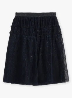 Skirt, Shorts-Sergent Major Navy blue skirt in sequined tulle