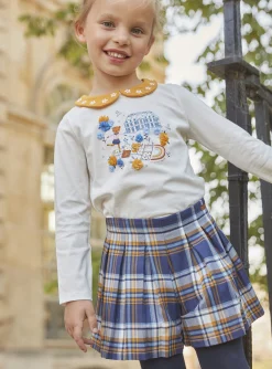Skirt, Shorts-Sergent Major Navy blue skort with twill check print