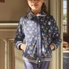Knitwear, Sweater, Cardigan-Sergent Major Navy blue teddy with floral print