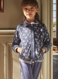 Knitwear, Sweater, Cardigan-Sergent Major Navy blue teddy with floral print
