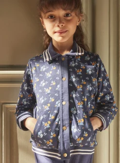 Knitwear, Sweater, Cardigan-Sergent Major Navy blue teddy with floral print