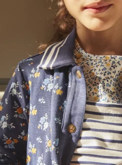 Knitwear, Sweater, Cardigan-Sergent Major Navy blue teddy with floral print