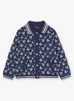 Knitwear, Sweater, Cardigan-Sergent Major Navy blue teddy with floral print