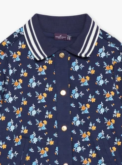 Knitwear, Sweater, Cardigan-Sergent Major Navy blue teddy with floral print