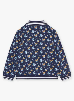 Knitwear, Sweater, Cardigan-Sergent Major Navy blue teddy with floral print