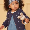 Knitwear, Sweater, Cardigan | Knitwear, Sweater, Cardigan-Sergent Major Navy blue textured cardigan with embroidered flowers