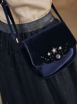 Bag & Umbrella-Sergent Major Navy blue velvet shoulder bag