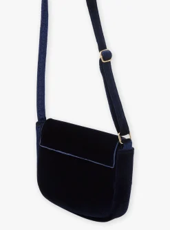 Bag & Umbrella-Sergent Major Navy blue velvet shoulder bag