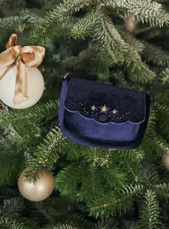 Bag & Umbrella-Sergent Major Navy blue velvet shoulder bag