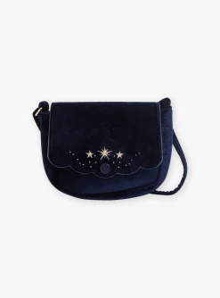 Bag & Umbrella-Sergent Major Navy blue velvet shoulder bag