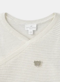 Coat, Cardigan-Sergent Major Off white KNITTED BABY CARDIGAN