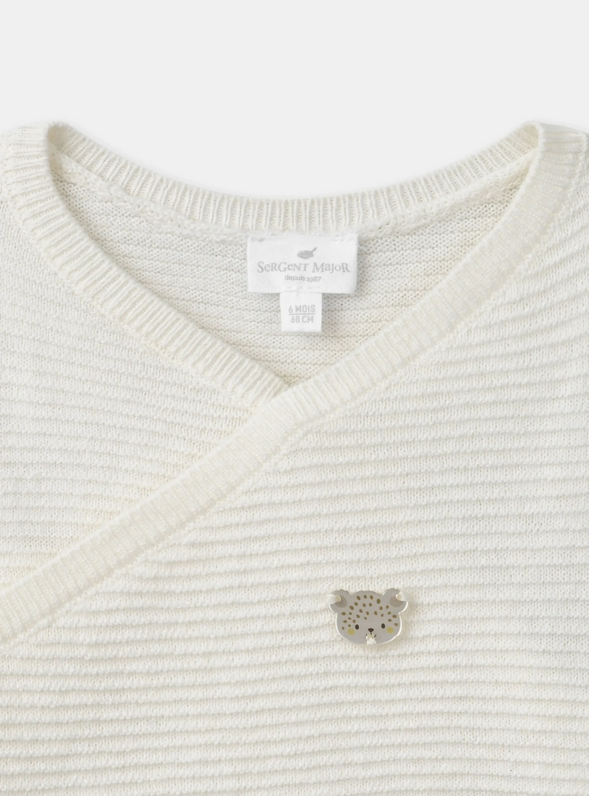Coat, Cardigan-Sergent Major Off white KNITTED BABY CARDIGAN