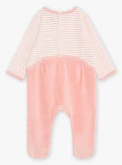 Pajamas & Rompers | Pajamas & Rompers-Sergent Major Off-white velvet romper with stripe print