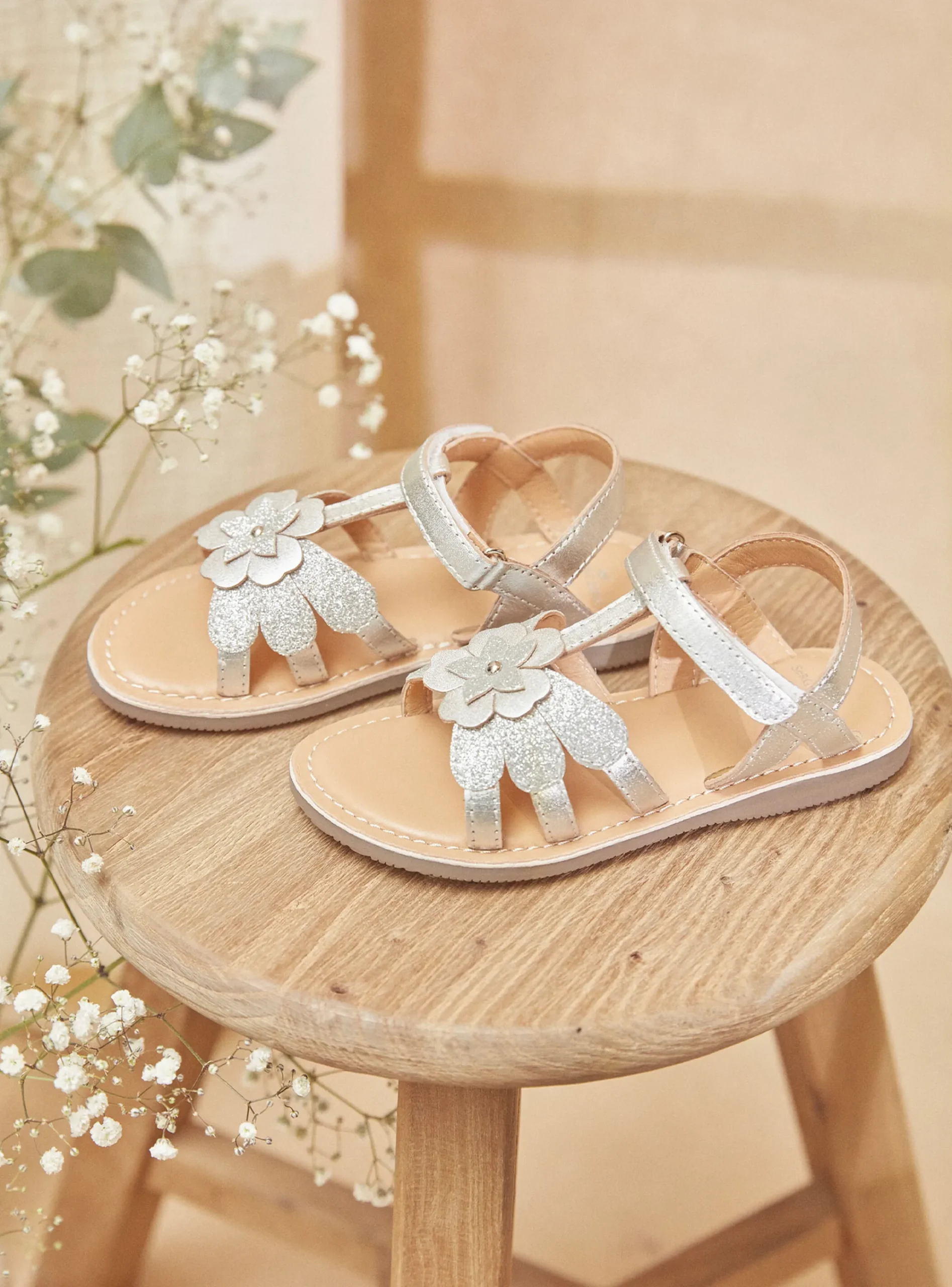 Shoes-Sergent Major Open-toed silver-coloured sandals