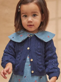 Knitwear, Sweater, Cardigan | Knitwear, Sweater, Cardigan-Sergent Major Openwork Knit Baby Girl Cardigan