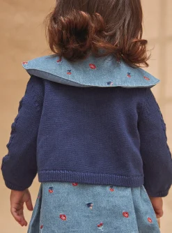 Knitwear, Sweater, Cardigan | Knitwear, Sweater, Cardigan-Sergent Major Openwork Knit Baby Girl Cardigan