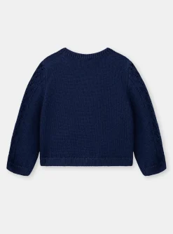 Knitwear, Sweater, Cardigan | Knitwear, Sweater, Cardigan-Sergent Major Openwork Knit Baby Girl Cardigan