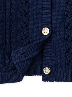 Knitwear, Sweater, Cardigan | Knitwear, Sweater, Cardigan-Sergent Major Openwork Knit Baby Girl Cardigan
