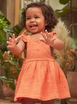 Dress | Dress-Sergent Major Orange floral print chasuble dress in cotton gauze