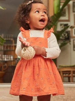 Dress | Dress-Sergent Major Orange floral print chasuble dress in cotton gauze