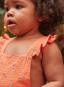 Dress | Dress-Sergent Major Orange floral print chasuble dress in cotton gauze